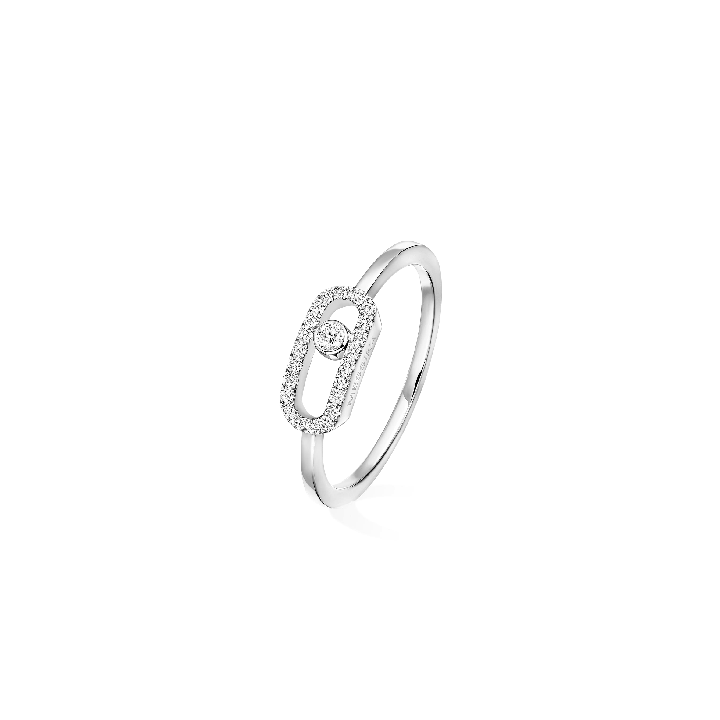 MESSIKA MOVE UNO HALF PAVÉ RING WHITE GOLD DIAMOND RING 04705-WG